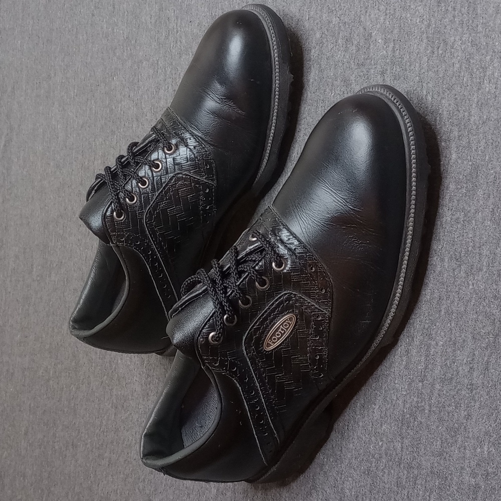 FootJoy Mens eComfort Golf Shoes 8 M Black Leather Spiked 57804 Classic Athletic